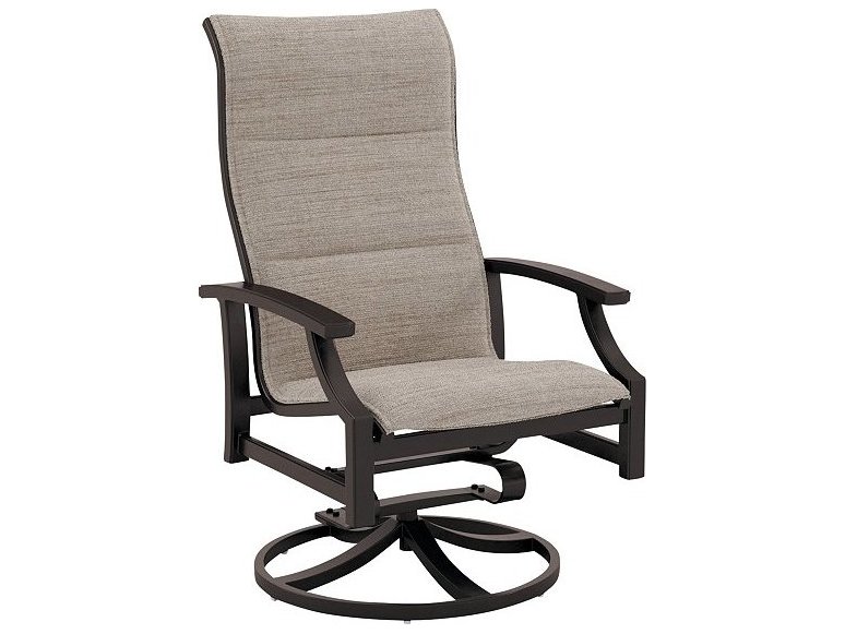 Tropitone Marconi Padded Sling Aluminum High Back Swivel Rocker Dining Arm Chair Tp452070ps - Padded Sling Swivel Patio Chairs