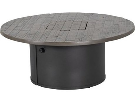 Tropitone Woodplank Aluminum 42'' Round Match Lit Fire Pit Table