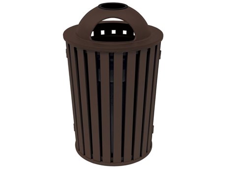 Tropitone District Aluminum Round Waste Receptacle with Dome Hood and Ash Urn Slat