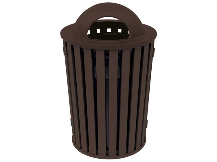 Tropitone District Aluminum Round Waste Receptacle with Dome Hood and Ash Urn Slat