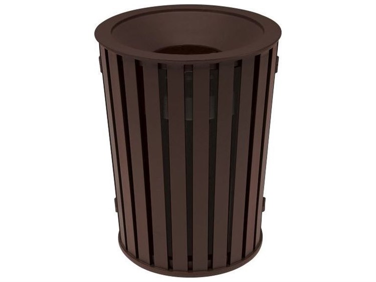 Tropitone District Aluminum Round Waste Receptacle with Dome Hood and Ash Urn Slat