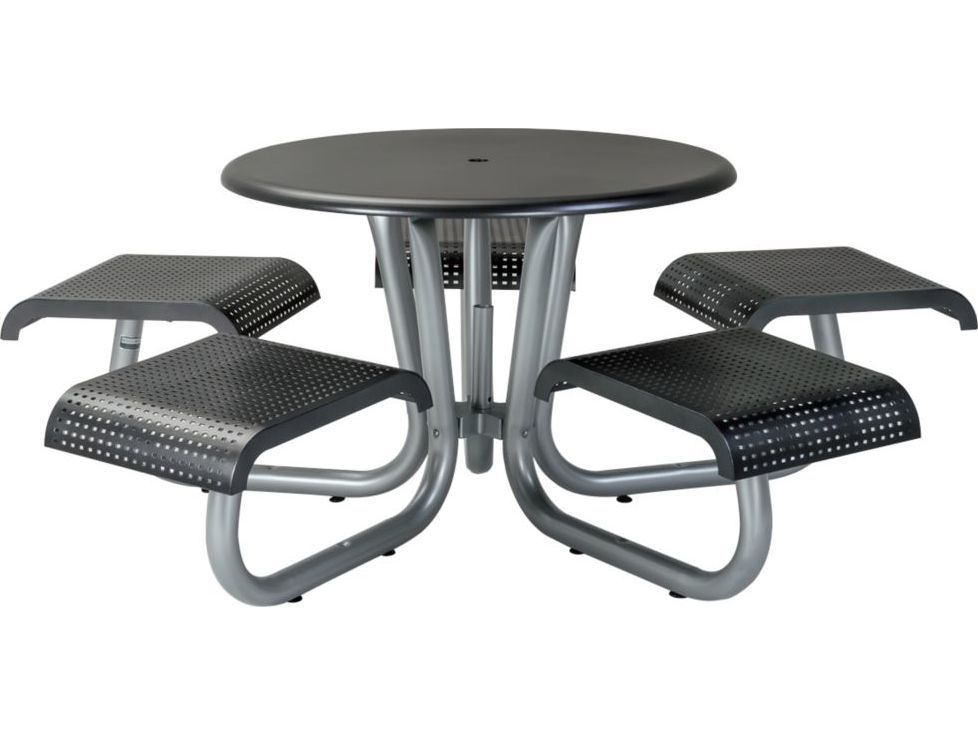 Tropitone District 42 Round Steel Picnic Table with 5 ...