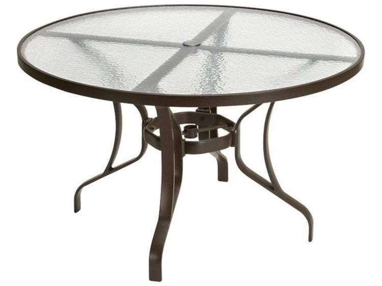 Tropitone Acrylic & Glass Tables Cast Aluminum Round Umbrella Hole Dining Table