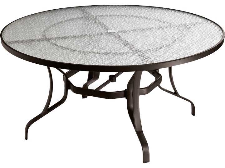 Tropitone Obscure Glass Cast Aluminum, Round Glass Garden Table