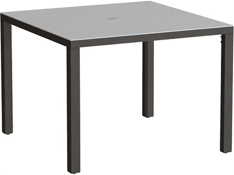 Tropitone Parson Solid Top Aluminum 37" Square KD Dining Table with Umbrella Hole