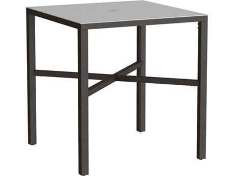 Tropitone Parson Solid Top Aluminum 37" Square KD Bar Table with Umbrella Hole