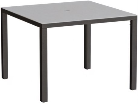 Tropitone Parson Solid Top Aluminum 42" Square KD Dining Table with Umbrella Hole