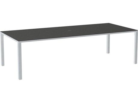 Tropitone Parson Solid Top Aluminum 96" x 42" Rectangular KD ADA Dining Table with Umbrella Hole