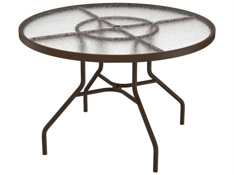 Tropitone Cast Aluminum 42 Round Dining Table With Umbrella Hole 42w Tropitone Cast Aluminum 42 Round Dining Table With Umbrella Hole 42w X 42d 27h