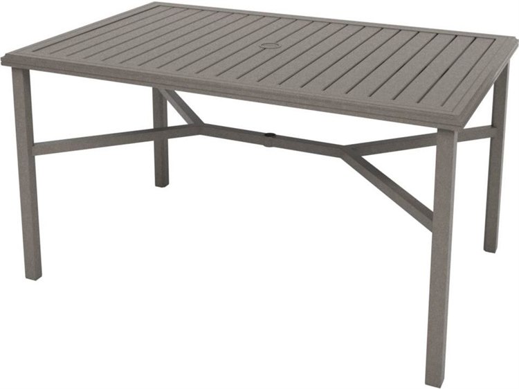 Tropitone Amici Aluminum 66''W x 42''D Rectangular KD Counter Table with Umbrella Hole