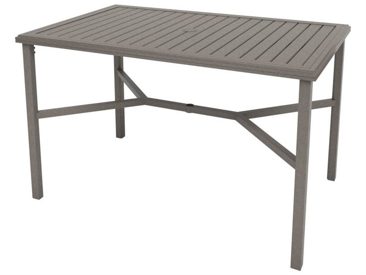 Tropitone Amici Aluminum 66''W x 42''D Rectangular KD Bar Table with Umbrella Hole