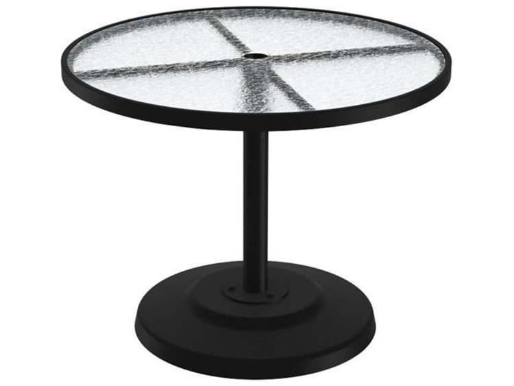 Tropitone Acrylic Cast Aluminum 36'' Round KD Pedestal Dining Table with Umbrella Hole