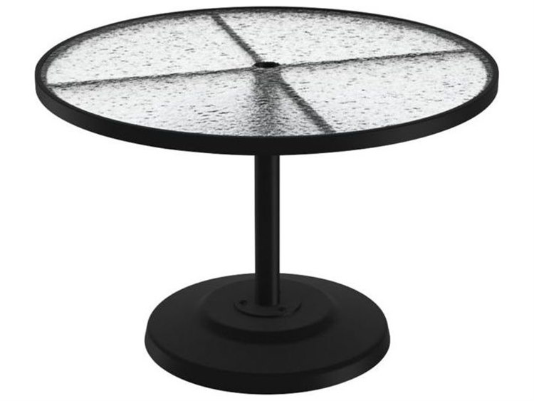 Tropitone Acrylic Cast Aluminum 42'' Round KD Pedestal Dining Table With Umbrella Hole