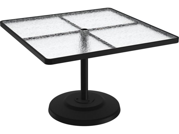 Tropitone Acrylic Cast Aluminum 42'' Square KD Pedestal Dining Table with Umbrella Hole