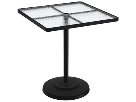 Tropitone Acrylic Cast Aluminum 36'' Square KD Pedestal Dining Table with Umbrella Hole