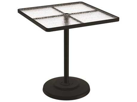Tropitone Acrylic Cast Aluminum 36'' Square KD Pedestal Bar Table with Umbrella Hole