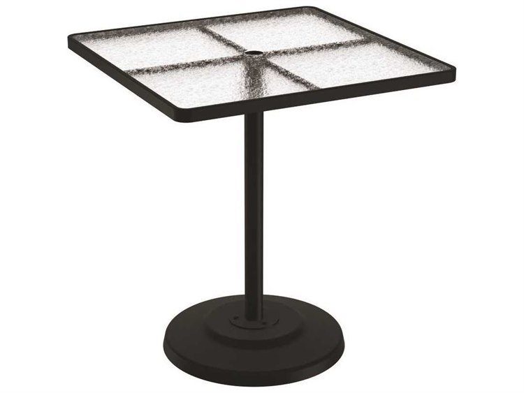 Tropitone Acrylic Cast Aluminum 36'' Square KD Pedestal Bar Table with Umbrella Hole