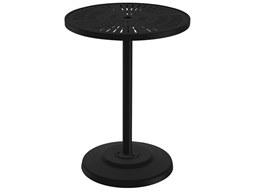Tropitone La Stratta Aluminum Round KD Pedestal Outdoor Patio Bar Table with Umbrella Hole