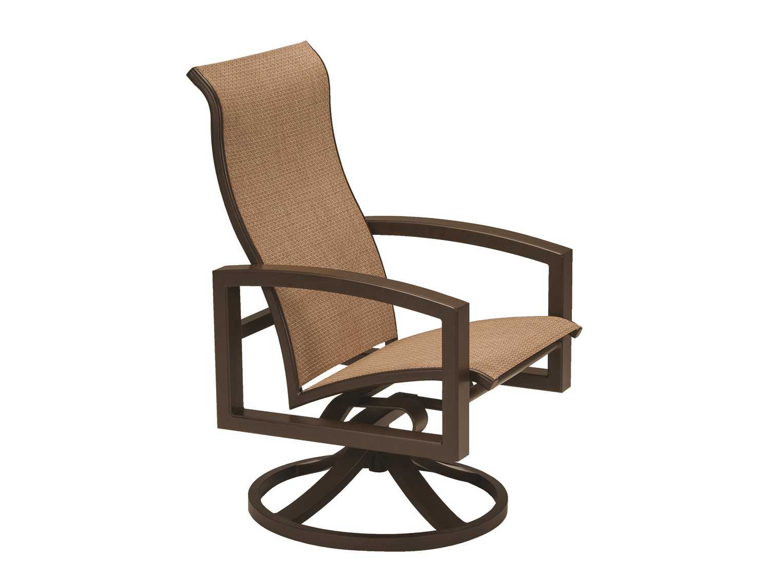 tropitone lakeside ii sling high back swivel rocker dining chair