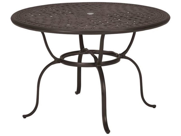 Tropitone Kd Garden Terrace Cast Aluminum 55 Round Dining Table With Tropitone Kd Garden Terrace Cast Aluminum 55 Round Dining Table With Umbrella Hole 820649