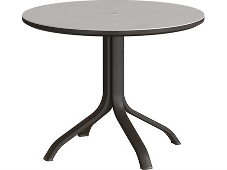 Tropitone Horizon Solid Aluminum 36" Round KD Pedestal Dining Table with Umbrella Hole