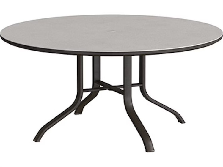Tropitone Horizon Solid Aluminum 60" Round KD Pedestal Dining Table with Umbrella Hole
