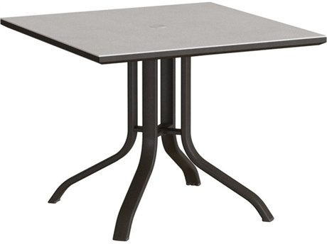Tropitone Horizon Solid Aluminum 36" Square KD Pedestal Dining Table with Umbrella Hole