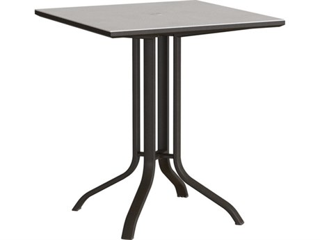 Tropitone Horizon Solid Aluminum 36" Square KD Pedestal Bar Table with Umbrella Hole
