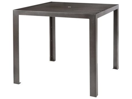 Tropitone Aluminum Slat 42'' Square Counter Table with Umbrella Hole