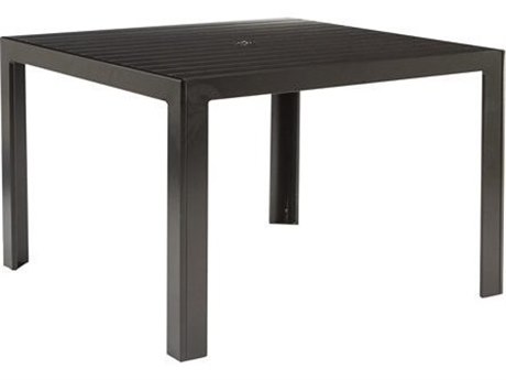 Tropitone Aluminum Slat 48'' Square Dining Table with Umbrella Hole