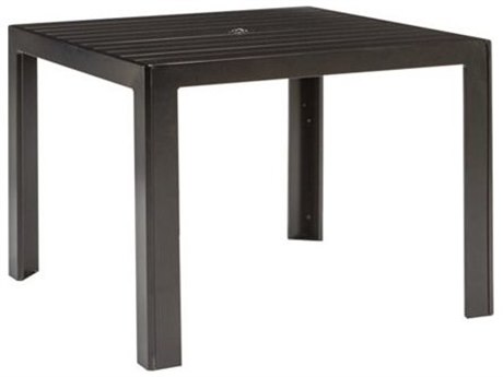 Tropitone Aluminum Slat 36'' Square Dining Table with Umbrella Hole