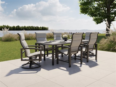 Tropitone Lakeside Padded Sling Aluminum Dining Set