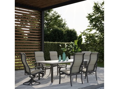 Tropitone Shoreline Padded Sling Aluminum Dining Set