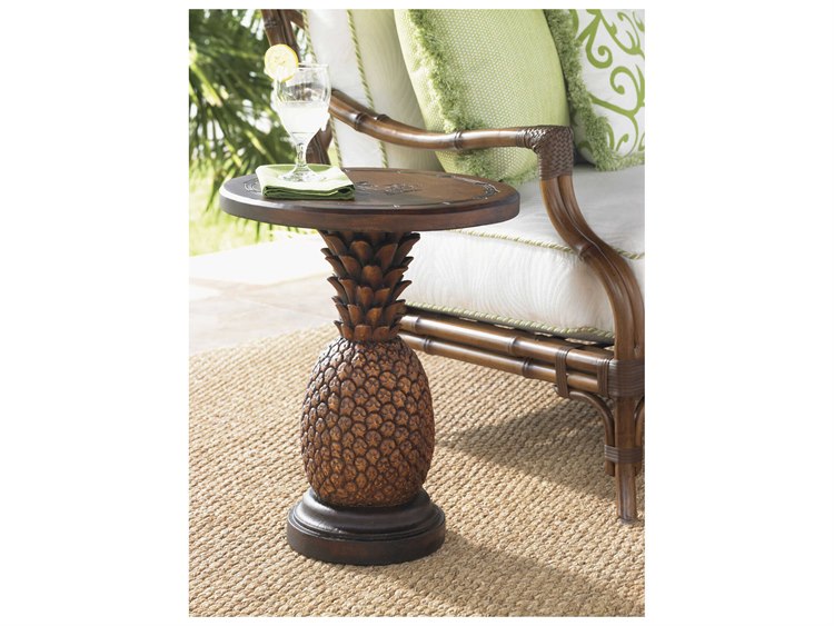 Tommy Bahama Outdoor Alfresco Living Aluminum Pineapple Table Round End