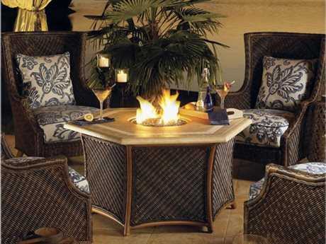 Tommy Bahama Outdoor Island Estate Lanai Wicker Fire Pit Lounge Set