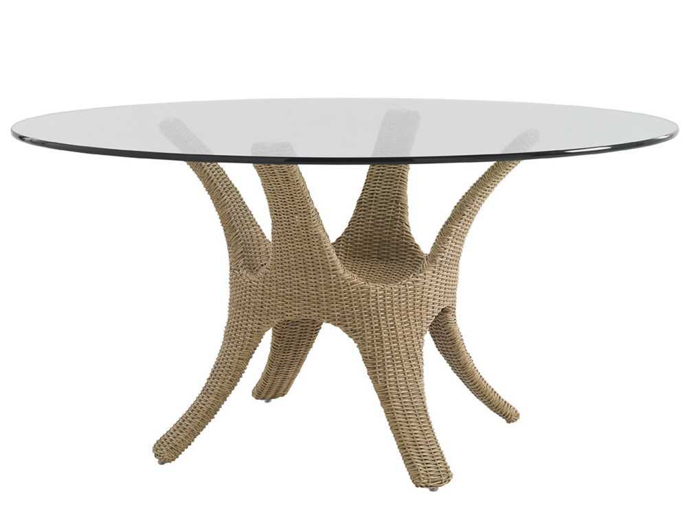 Tommy Bahama Outdoor Aviano Wicker 60'' Round Glass Top Dining Table