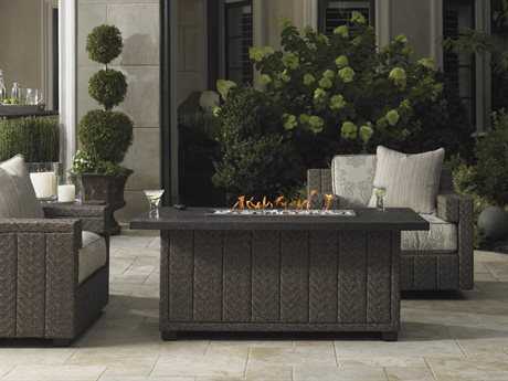 Tommy Bahama Outdoor Blue Olive Wicker Fire Pit Lounge Set