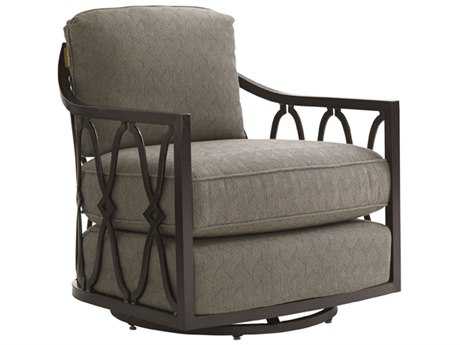 Tommy Bahama Outdoor Black Sands Cast Aluminum Cushion Swivel Tub Chair