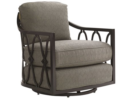 Tommy Bahama Outdoor Black Sands Cast Aluminum Cushion Swivel Lounge Chair with 7546-31 fabric