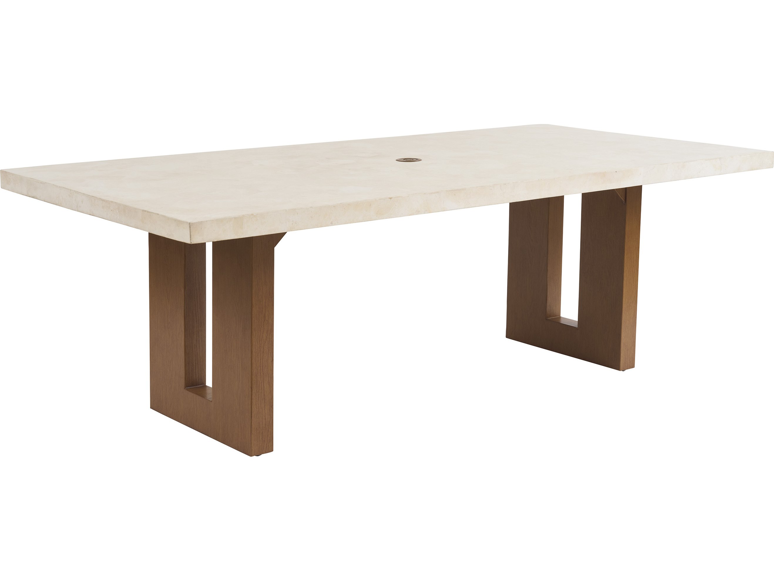 Tommy Bahama Outdoor Palm Desert Poolside Aluminum 88" x 42" Rectangular Dining Table with Umbrella Hole
