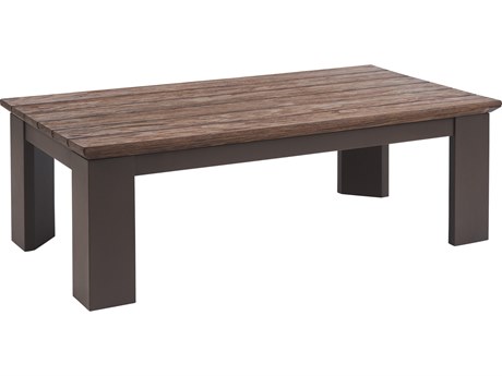 Tommy Bahama Outdoor Kilimanjaro Aluminum Deep Espresso Rectangular Teak Top Coffee Table