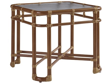 Tommy Bahama Outdoor Sandpiper Bay Aluminum Wicker Square Glass Top Accent Table