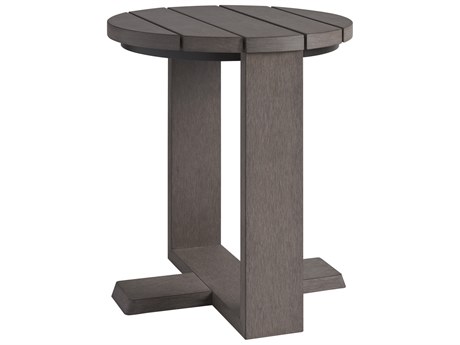 Tommy Bahama Outdoor Mozambique Synthetic Teak Taupe Gray Round End Table