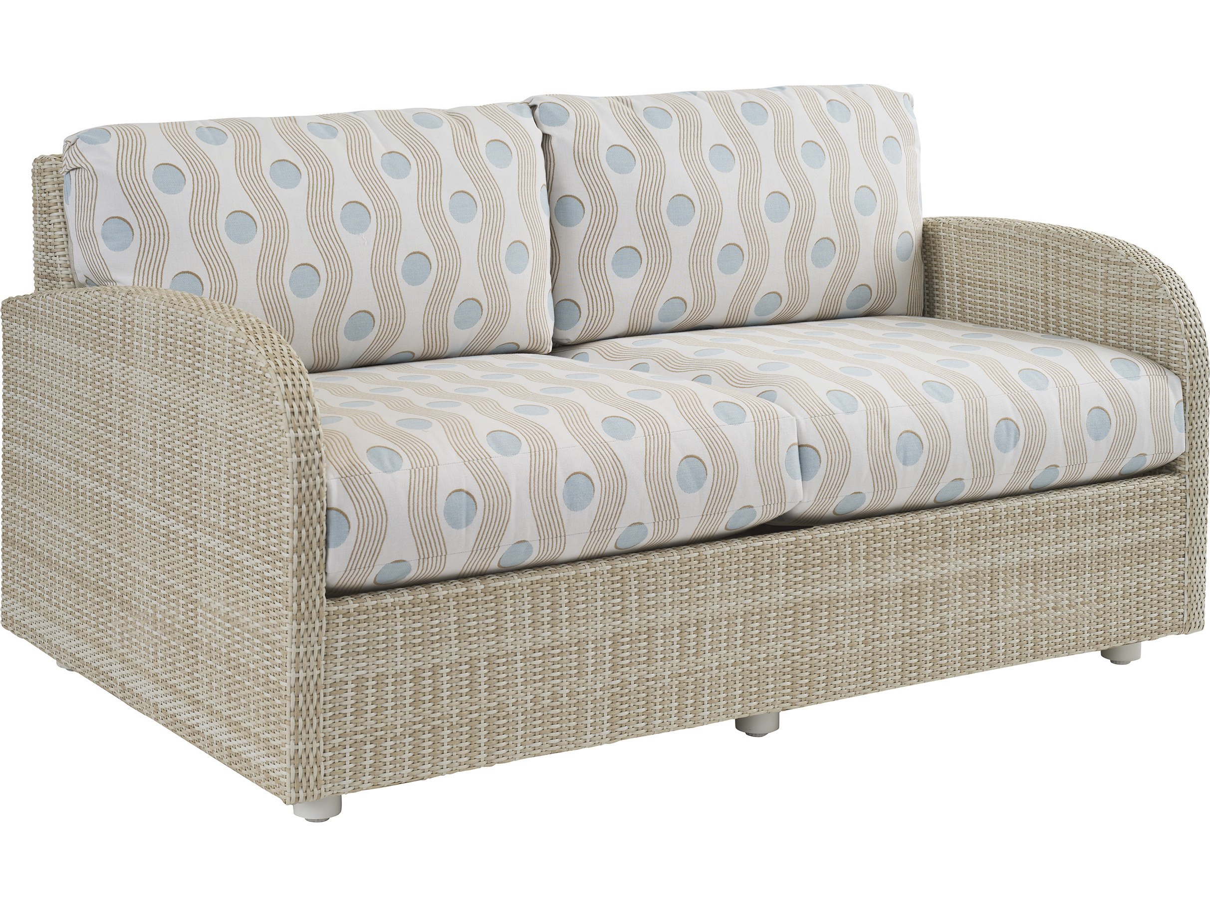 Sand Dune Cream and Blue Outdoor 60" Loveseat