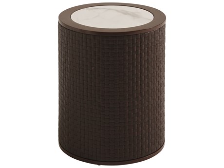 Tommy Bahama Outdoor Abaco Aluminum Wicker Round Stone Top Accent Table