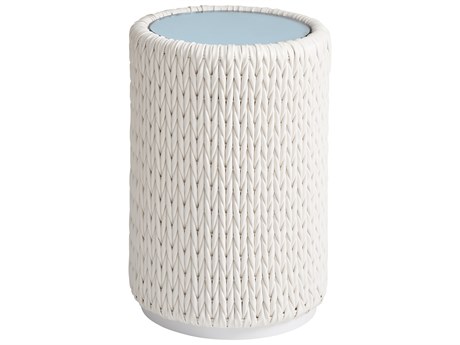 Tommy Bahama Outdoor Ocean Breeze Promenade Aluminum Wicker Round Glass Top Accent Table