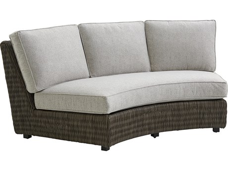 Tommy Bahama Outdoor Cypress Wicker Point Ocean Terrace Curved Sectional Armless Sofa