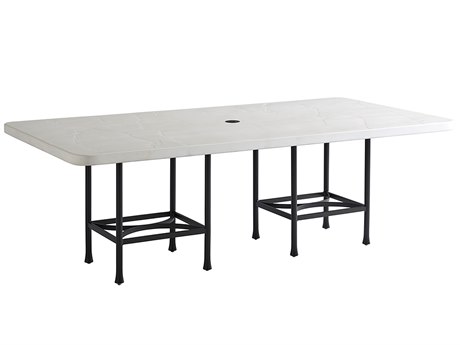 Tommy Bahama Outdoor Pavlova Limestone Rectangular Dining Table with Umbrella Hole