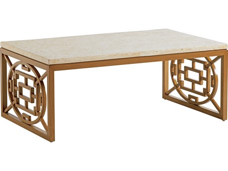 Tommy Bahama Outdoor Los Altos Valley View Aluminum Rectangular Stone Top Coffee Table