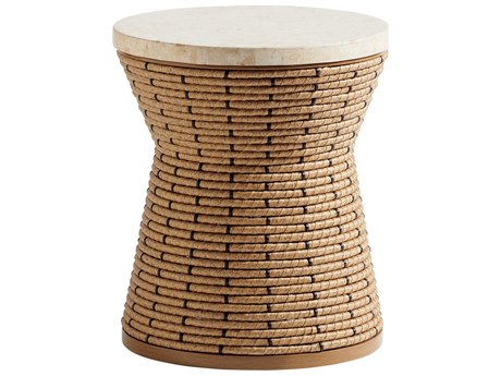 Tommy Bahama Outdoor Los Altos Valley View Aluminum Round Stone Top Side Table